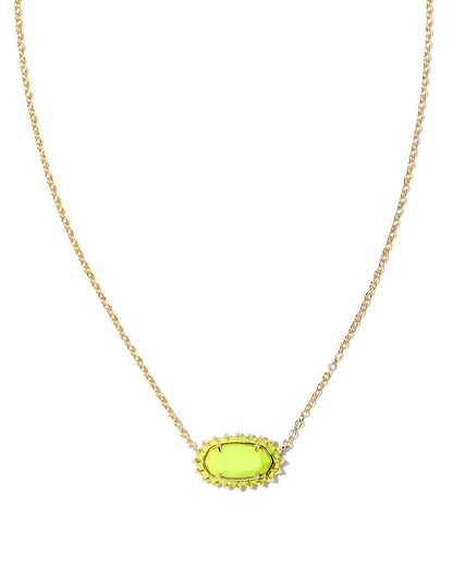 ELISA COLOR BURST FRAME SHORT PENDANT NECKLACE GOLD CHARTREUSE MAGNESITE)