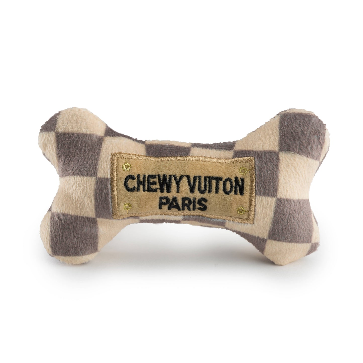 Checker Chewy Vuiton Bones Squeaker Dog Toy: XL