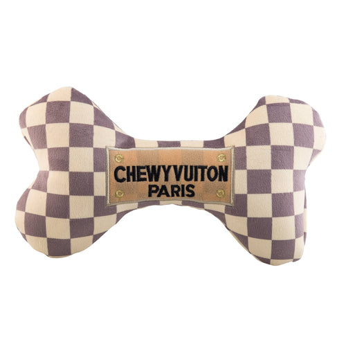 Checker Chewy Vuiton Bones Squeaker Dog Toy: XL