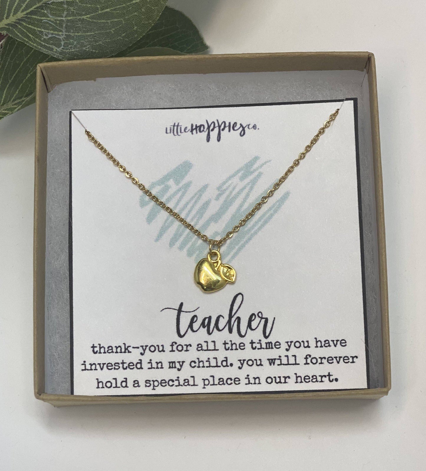 Apple necklace, Christmas Gift for teacher, Teacher gifts, Gift for teacher, Gift for Teacher, Teacher Gift
