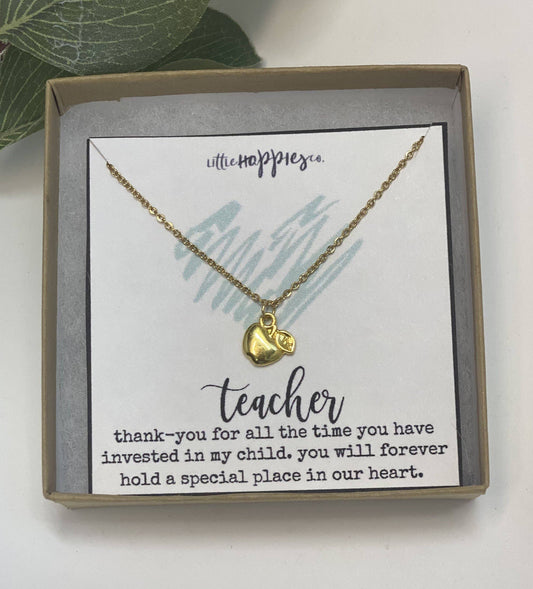 Apple necklace, Christmas Gift for teacher, Teacher gifts, Gift for teacher, Gift for Teacher, Teacher Gift