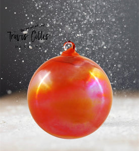 6" Golden Orange Glass Ball Ornament