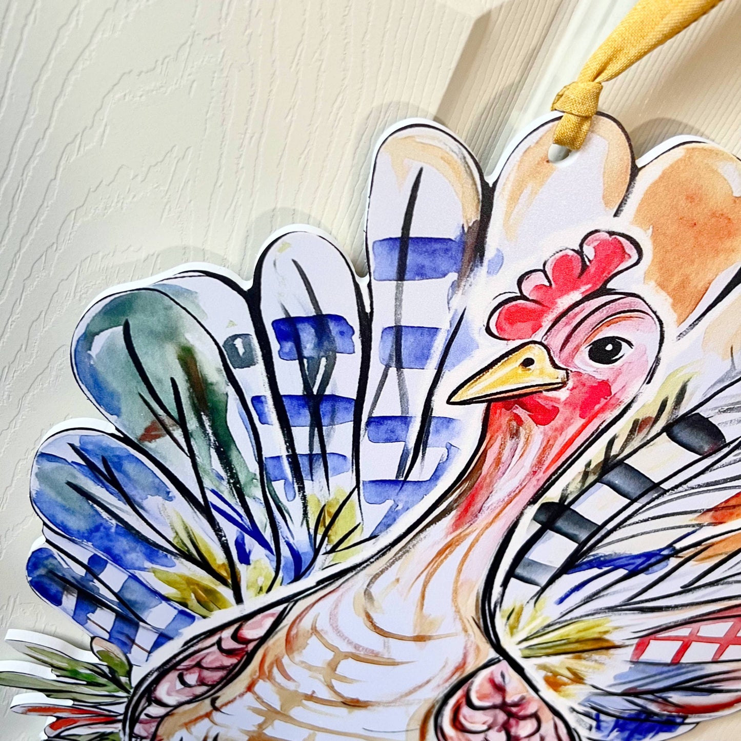 Patchwork Turkey Door Hanger-Thanksgiving Friendly Fun Decor