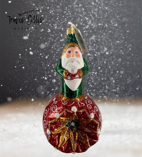 Santa on Ball - Glittered - Made in Poland