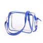 Bridget Clear Purse with Vegan Leather Trim and Straps - Royal