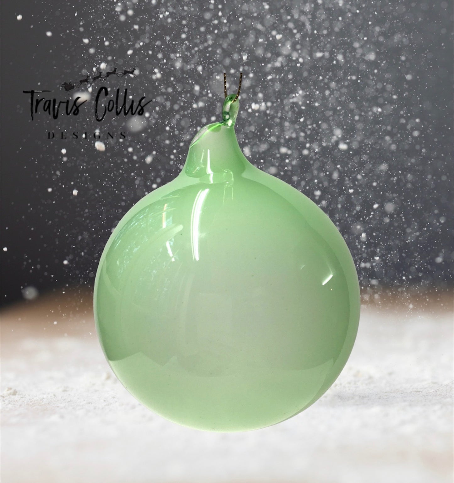 4.7" Light Green Bubblegum Glass Ball Ornament