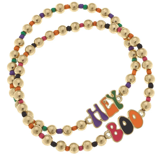 Hey Boo Halloween Ball Bead Stretch Bracelets (2)