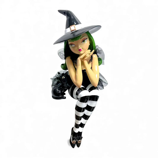 23in Green Haired Shelf Sitting Witch
