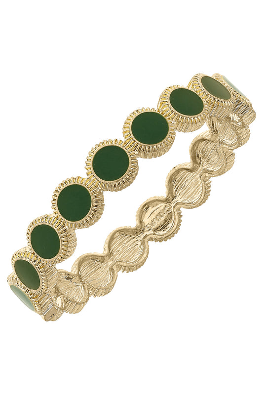 BIANCA ENAMEL DISC HINGE BANGLE IN GREEN