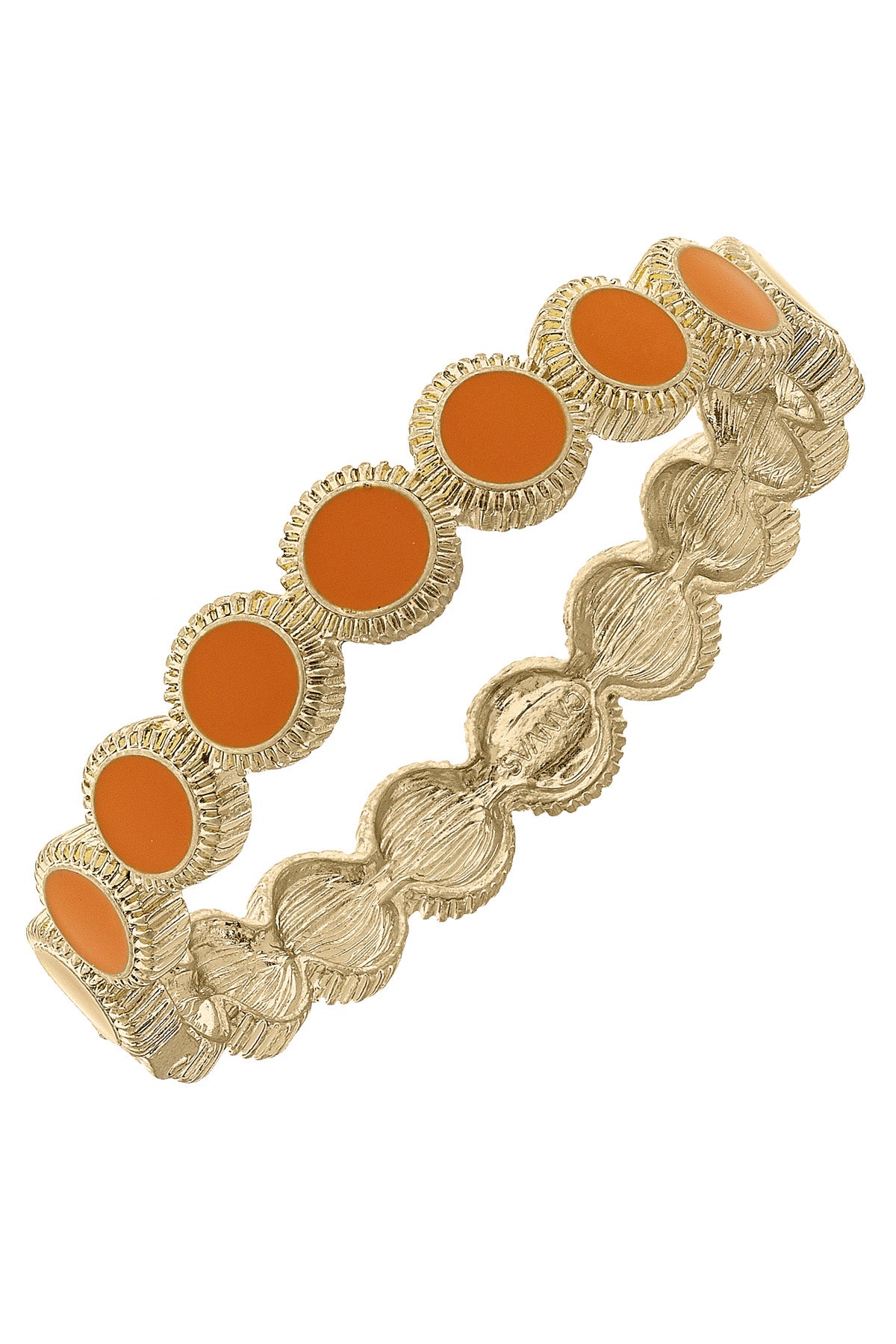 BIANCA ENAMEL DISC HINGE BANGLE IN ORANGE