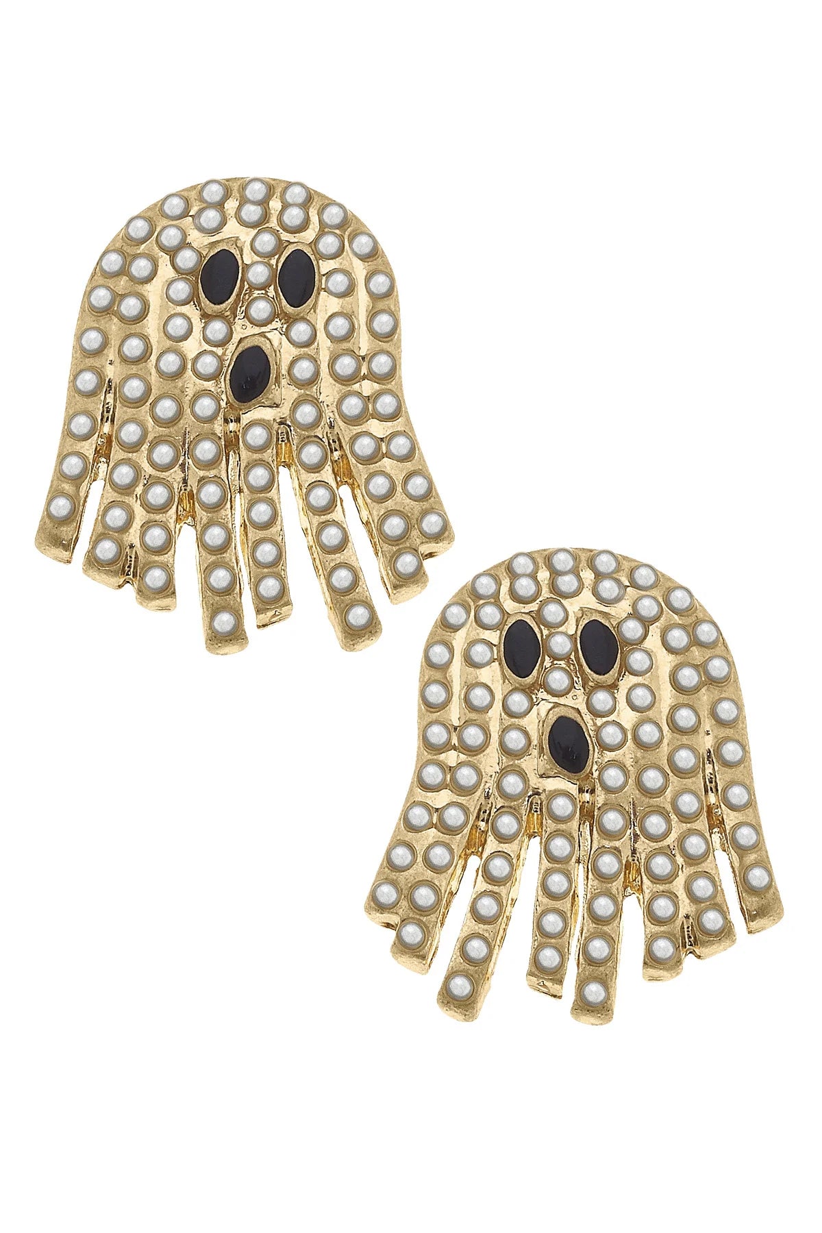 Halloween Ghost Pearl Studded Stud Earrings in Ivory