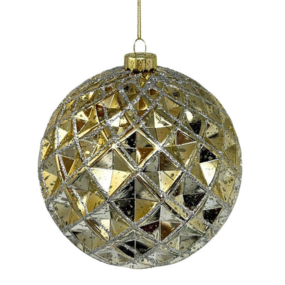 Mercury Finish Diamond Plastic Ball Orn. - Gold/Champ. 6"