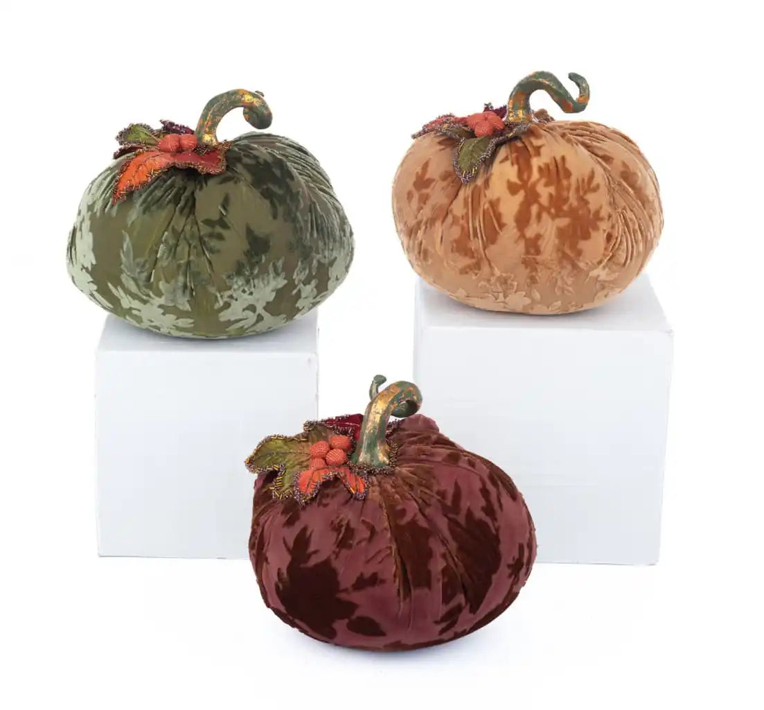 Katherine's Collection Velvet Pumpkins Set of 3