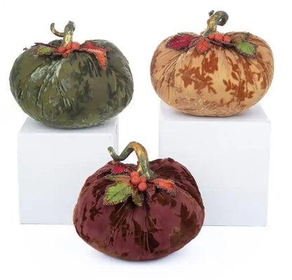 Katherine's Collection Velvet Pumpkins Set of 3