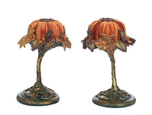 Katherine's Collection Pumpkin Candle Holder Set of 2