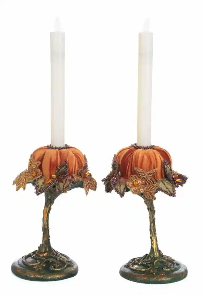 Katherine's Collection Pumpkin Candle Holder Set of 2