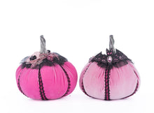 Load image into Gallery viewer, Katherine&#39;s Collection Pink Passion Stuffed Pumpkins Set of 2