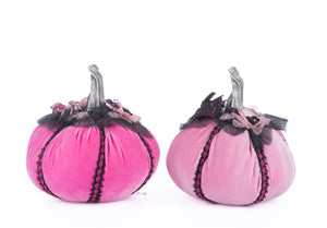 Katherine's Collection Pink Passion Stuffed Pumpkins Set of 2