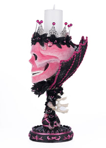Katherine's Collection Pink Passion Skull Pillar Candle Holder