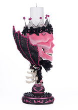 Load image into Gallery viewer, Katherine&#39;s Collection Pink Passion Skull Pillar Candle Holder