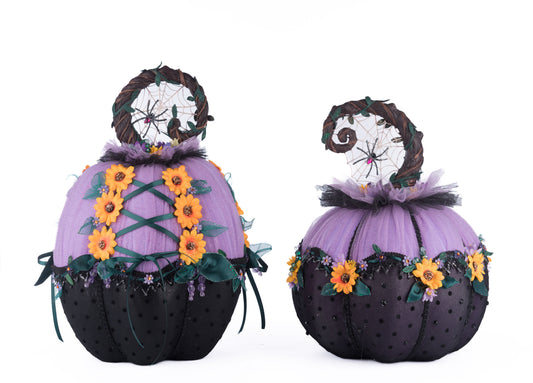 Katherine's Collection Jacks and Cats Pumpkins Set Of 2