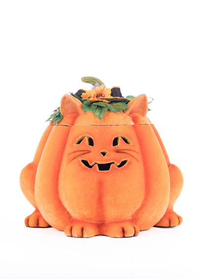 Katherine's Collection Jackie The Kitty Cat Pumpkin Candy Container