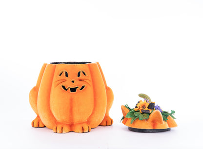 Katherine's Collection Jackie The Kitty Cat Pumpkin Candy Container