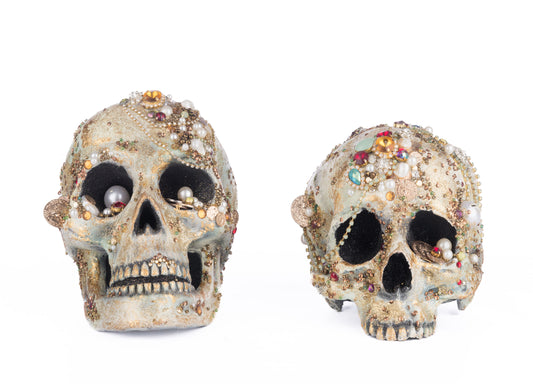 Katherine's Collection Tabletop Jewel Encrusted Skulls set of 2