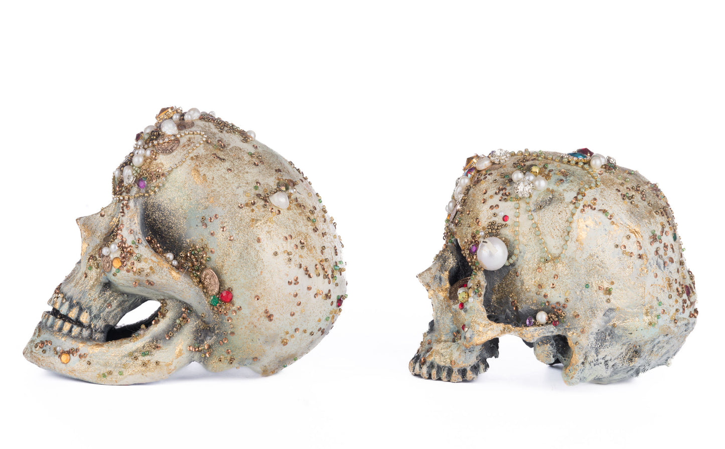 Katherine's Collection Tabletop Jewel Encrusted Skulls set of 2