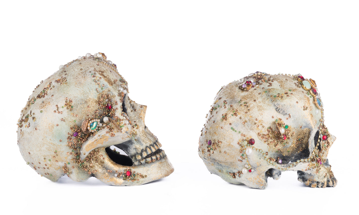 Katherine's Collection Tabletop Jewel Encrusted Skulls set of 2