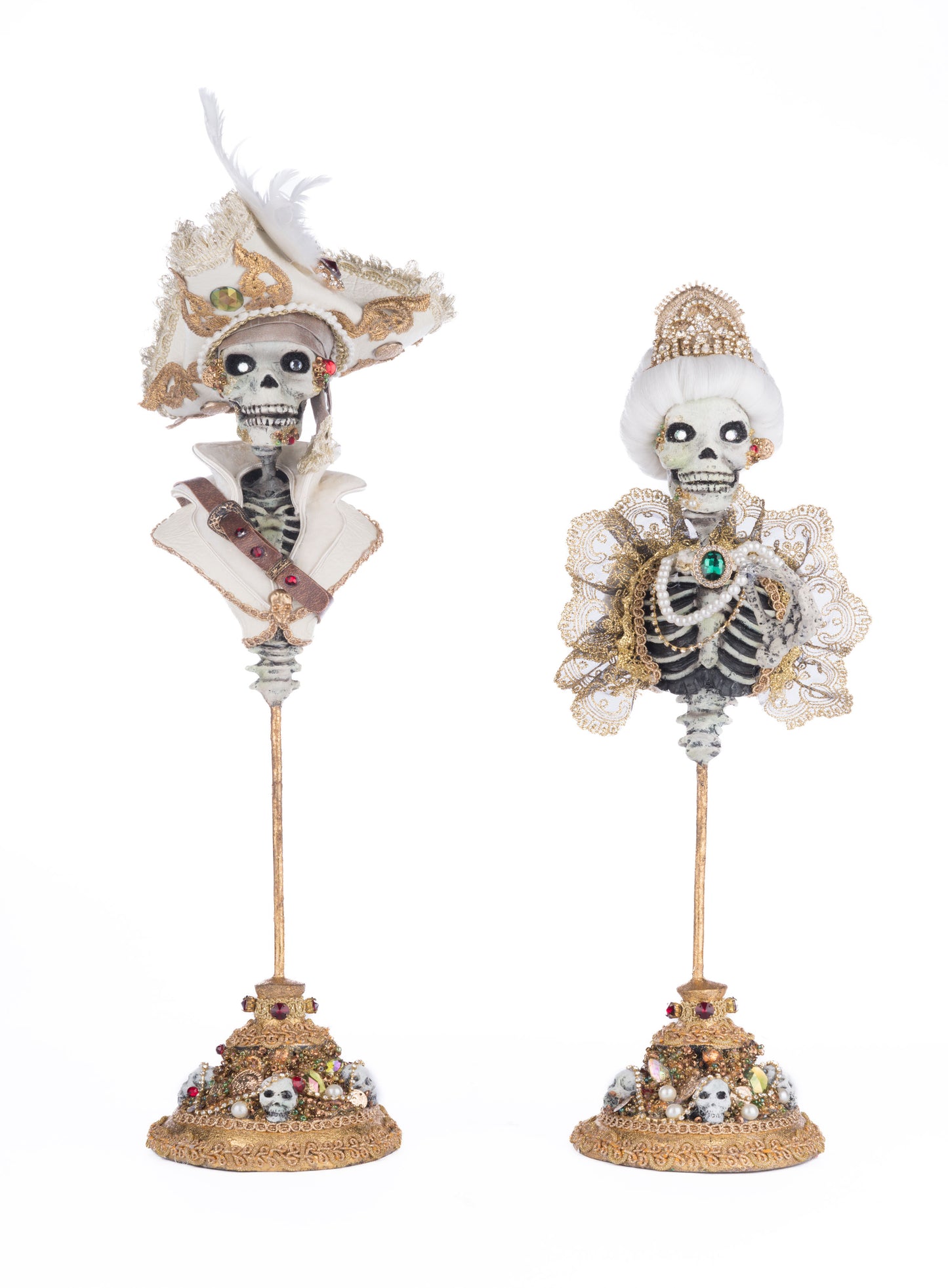 Katherine's Collection Male and Female Skeleton Bust Tabletop Set of 2