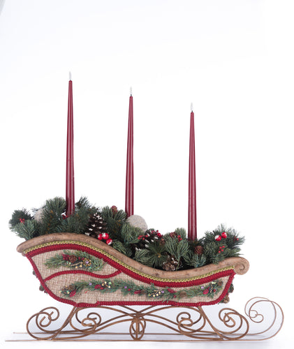 Katherine's Collection North Country Christmas Sleigh Candle Holder