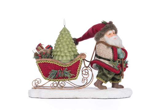 Katherine's Collection North Country Santa Pulling Sleigh Candle Holder