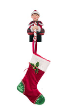 Load image into Gallery viewer, Katherine&#39;s Collection Sitting Elf With Giftbox Stocking Holder