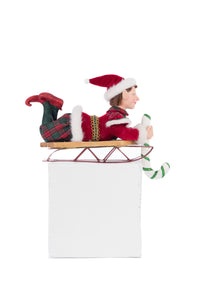 Katherine's Collection Christmas Laying Elf with Giftbox Stocking Holder