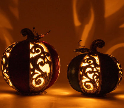 Katherine's Collection Grimm Scrollwork Pumpkins Set of 2