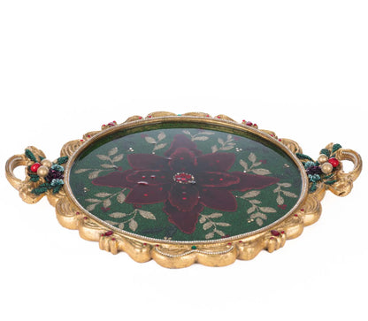 Katherine's Collection Winter Balsam and Berry Poinsettia Tray