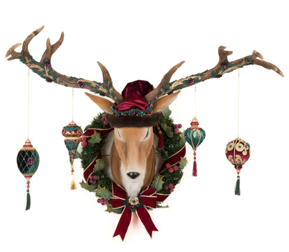 Katherine's Collection Winter Balsam and Berry Deer Wall Piece with Ornaments