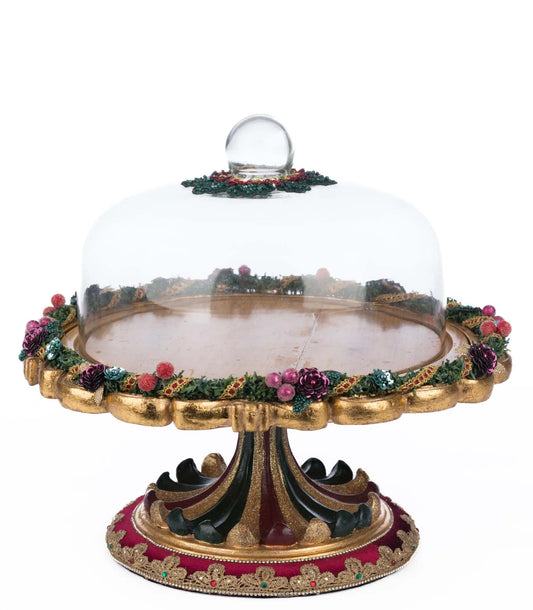 Katherine's Collection Winter Balsam and Berry Decorative Cloche Serving Piece