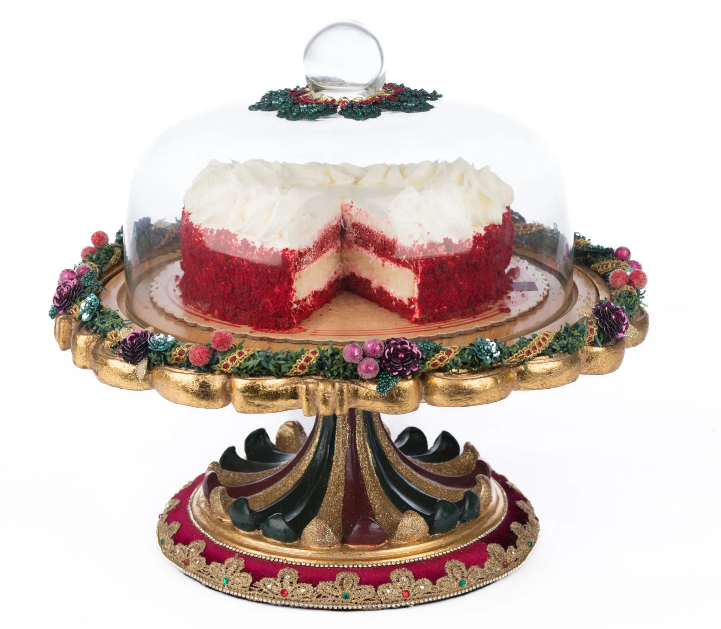 Katherine's Collection Winter Balsam and Berry Decorative Cloche Serving Piece