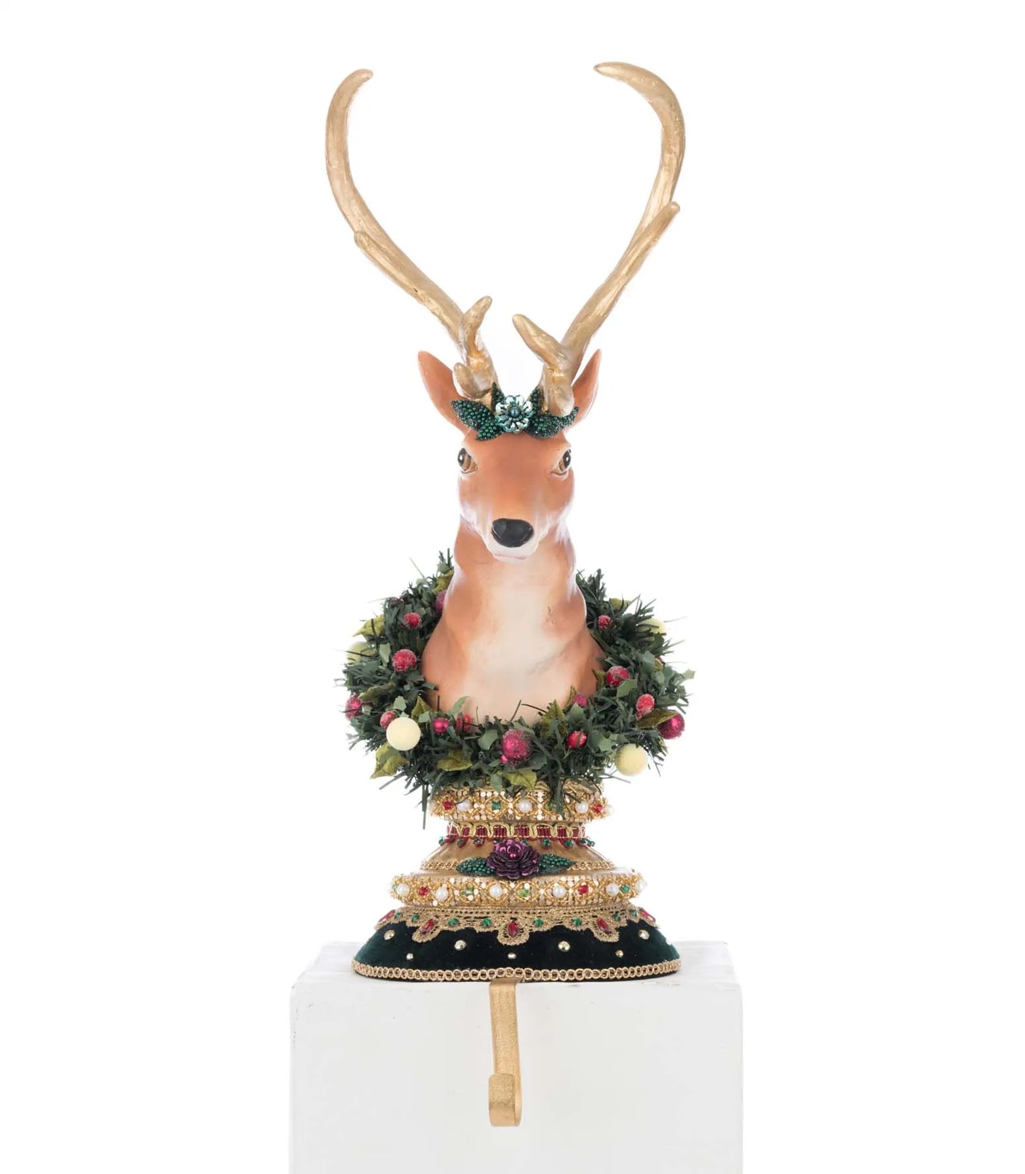 Katherine's Collection Winter Balsam and Berry Deer Stocking Holder