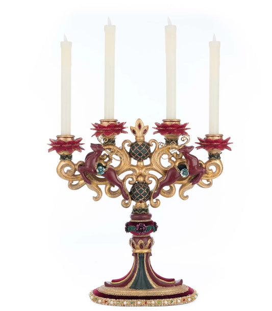 Katherine's Collection Winter Balsam and Berry Candelabra with Deer