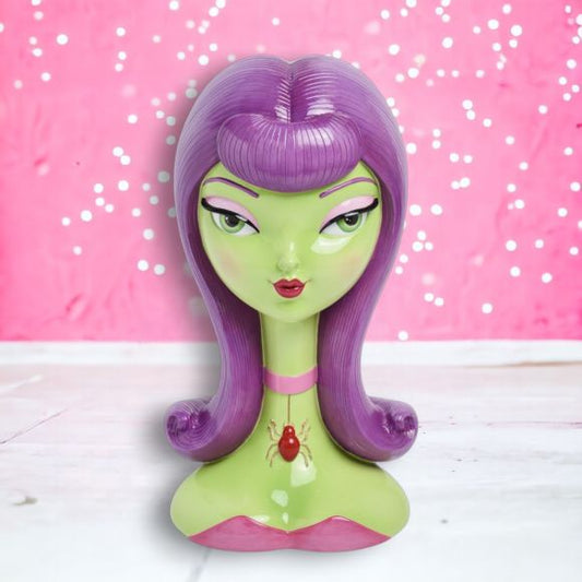 Purple Hair Witch Head