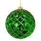 Mercury Finish Diamond Plastic Ball Orn. - Emerald/Gold 6"