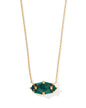 LINDY RAE ELISA SHORT PENDANT NECKLACE GOLD GREEN CRYSTAL