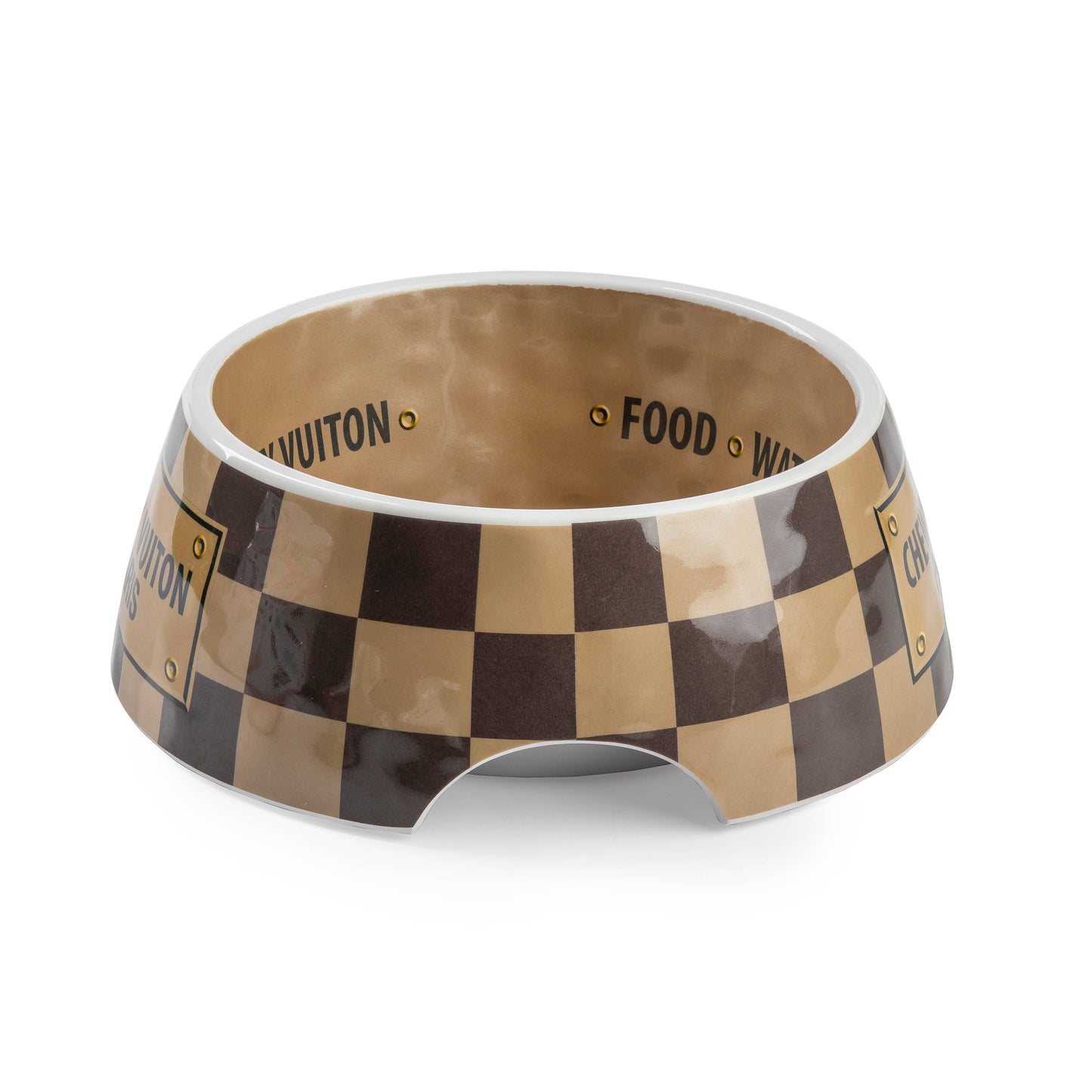 Checker Chewy Vuiton Bowl -  Dog Bowls: Medium