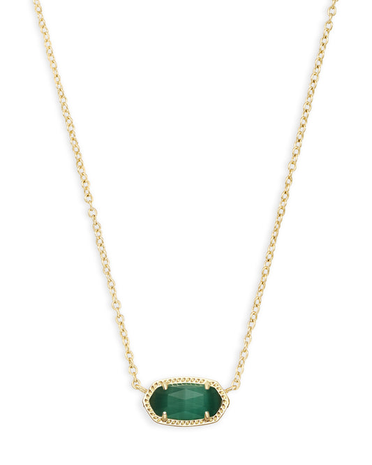 ELISA SHORT PENDANT NECKLACE GOLD EMERALD CATS EYE