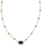 MINI ELISA ENAMEL FRAME SHORT PENDANT NECKLACE GOLD BLACK AGATE