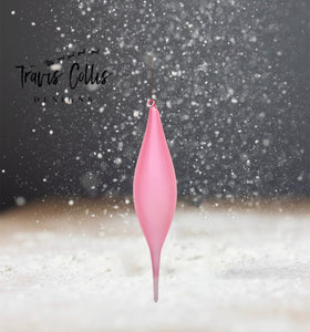 9" Pink Glitter Bubblegum Glass Finial Ornament