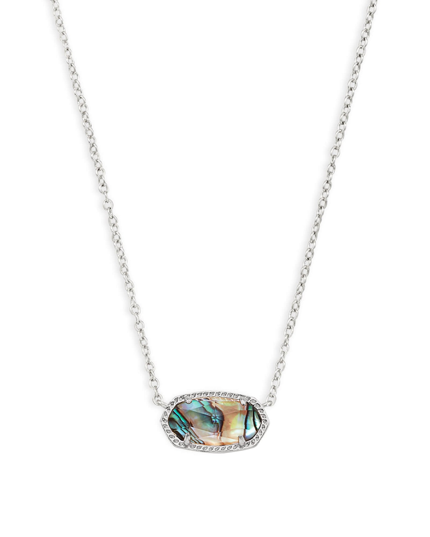 ELISA SHORT PENDANT NECKLACE RHODIUM ABALONE SHELL